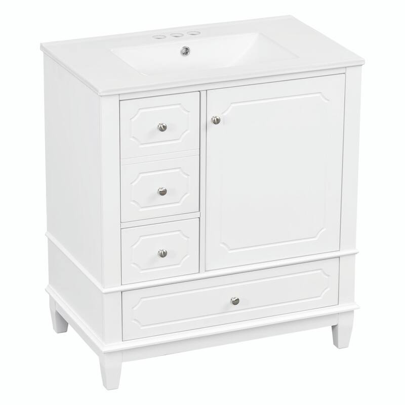 30" Freestanding Bathroom Vanity with Ceramic Sink