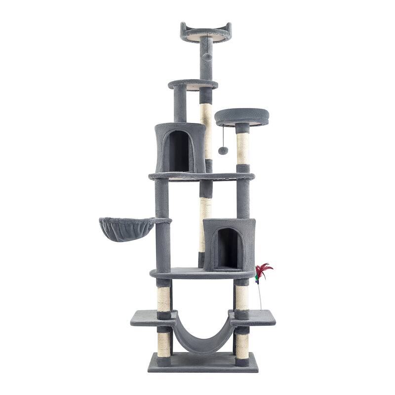 Adeco Cat Tree with Plush Hammock and Dangling Pompom