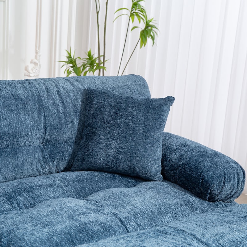 120.87" Chenille L-Shaped Sectional Sofa with Reversible Design, and 3-Seat Sleeper & Ottoman - Dual-Layer Cushion