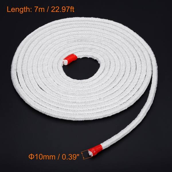 22.97ft x 0.39 inch Ceramic Fiber Rope Square Braided Rope Gasket Seal