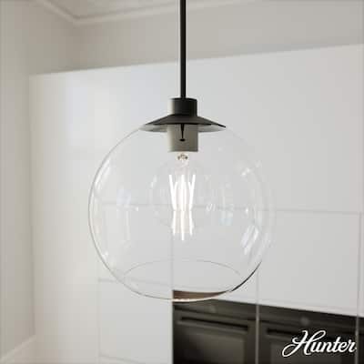 Hunter Xidane 1 Light Clear Glass Pendant or Semi-Flush Light - Kitchen Island, Dining Room, Entry - Glam, Contemporary