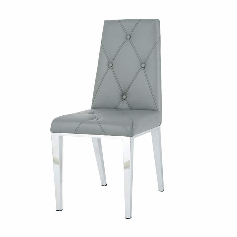 Modern Light Luxury Dining Chairs with PU Back and Electroplated Legs（Set of 2）