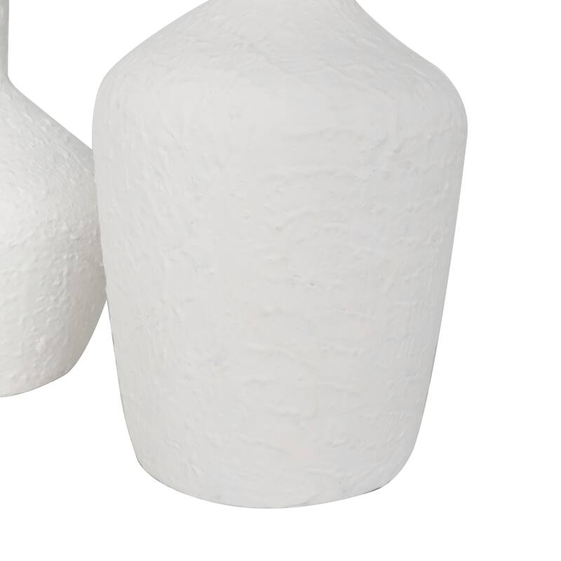 White Glass Textured Decorative Vase with Various Sizes (Set of 2)