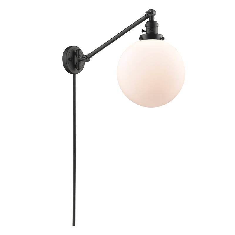 Innovations Lighting X-Large Beacon Single Light 14" Tall Bathroom - Oil Rubbed Bronze / Matte White Cased