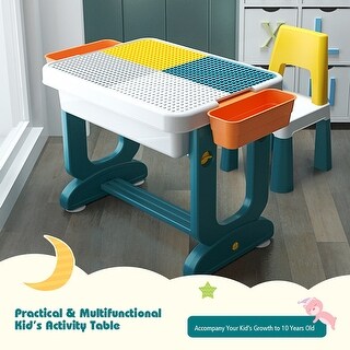 5 in 1 Kids Multi Activity Table and Chair Set Building Block Table