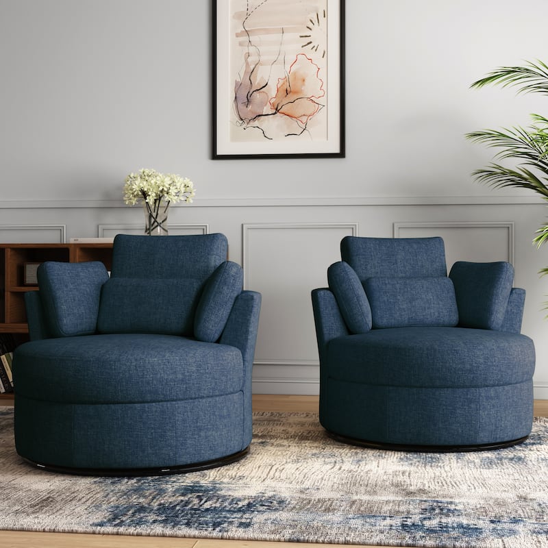 Upholstered Barrel Swivel Accent Chairs