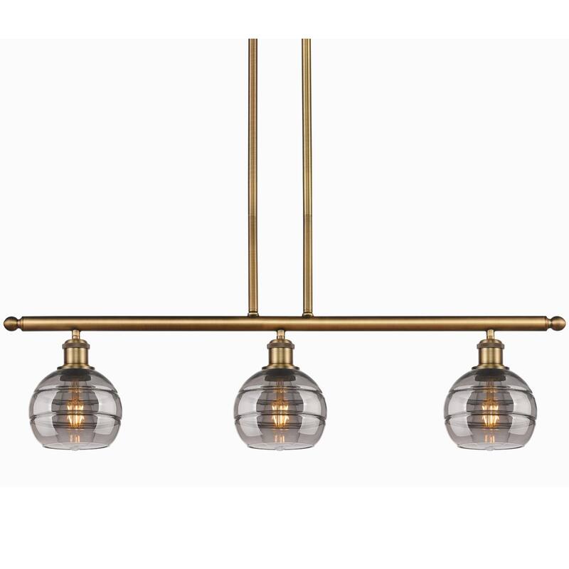 Innovations Lighting 516-3I-9-36 Rochester Pendant Rochester 3 Light - Brushed Brass / Light Smoke