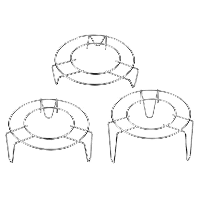 3pcs Steam Rack 4.5" Dia Metal Trivets for Cooker Silver (1"/1.8"/2.6" Tall)