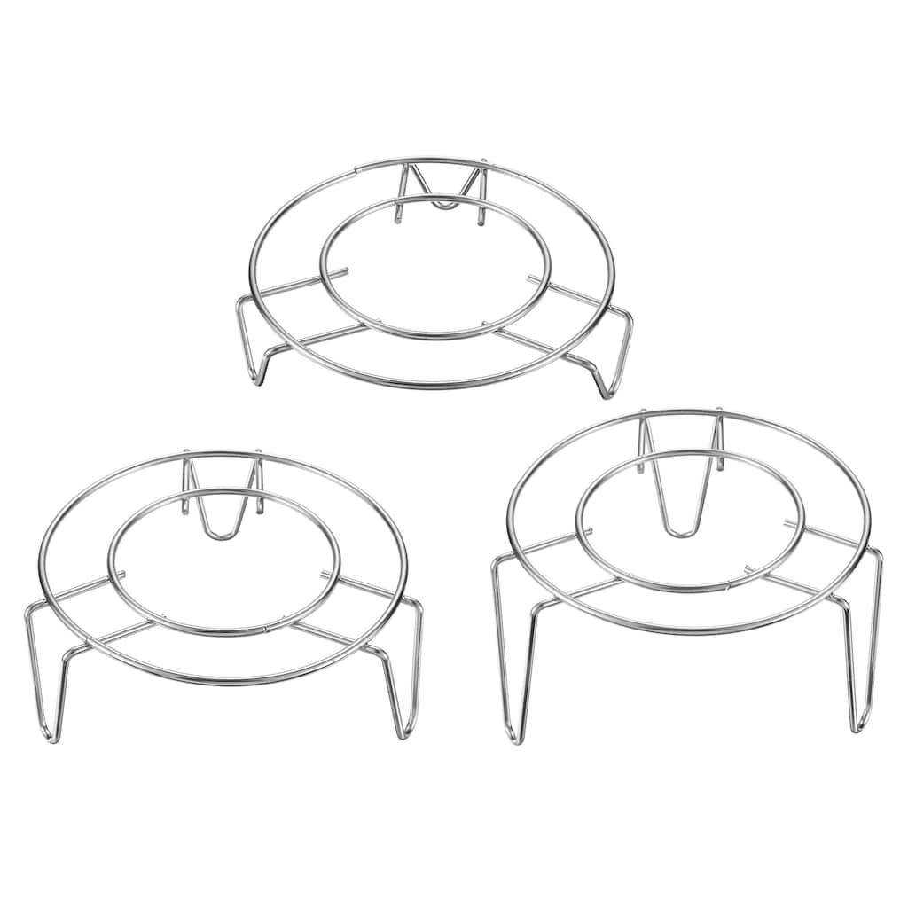 3pcs Steam Rack 4.5" Dia Metal Trivets for Cooker Silver (1"/1.8"/2.6" Tall)
