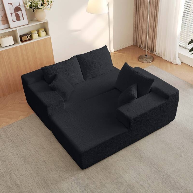 103.54" Modular Chenille Cloud Sectional Sofa with Throw Pillows