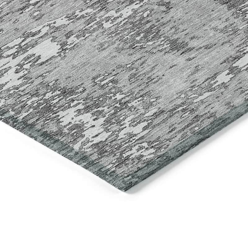 Machine Washable Indoor/ Outdoor Abstract Pixels Chantille Rug
