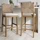 preview thumbnail 28 of 40, Beacon Bohemian Boucle Bar Stool, Upholstered Counter Height Chair with Solid Wood Frame and Woven Seagrass Back Set of 2 - Cream Boucle/Light Brown - Bar Height