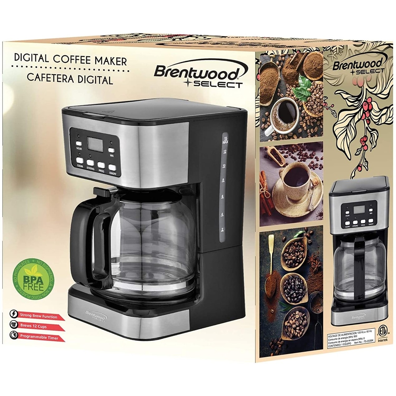 Brentwood TS-222BK 12-Cup Digital Coffee Maker, Black - On Sale - Bed Bath  & Beyond - 32878314