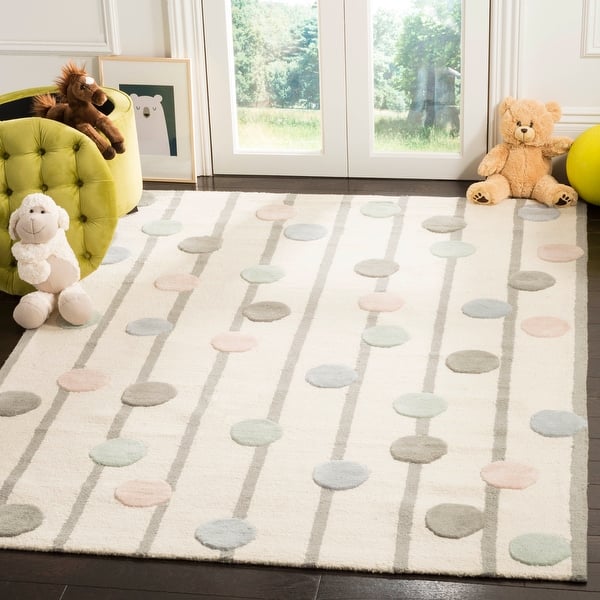 slide 2 of 5, SAFAVIEH Handmade Kids Ganka Dotted Stripe Wool Rug 3' x 5' - Ivory/Multi