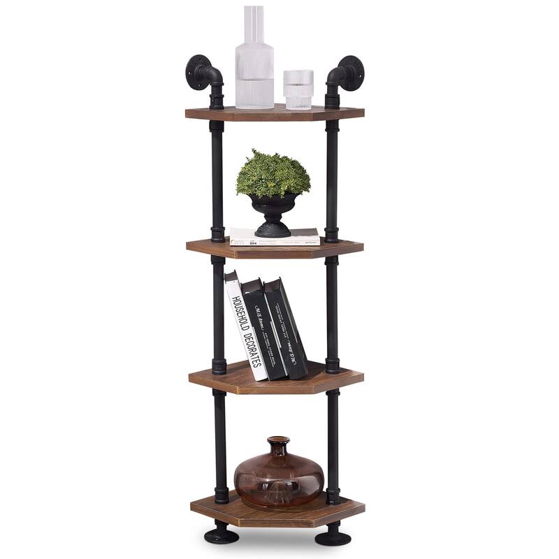 ivinta Industrial Wall Mount Pipe Shelves, 3/4/5/6-Tier Corner Shelf - 4-Tiers