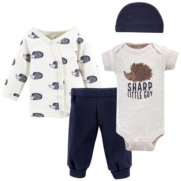slide 1 of 1, Touched by Nature Baby Boy Organic Cotton Preemie Layette 4pc Set, Hedgehog, Preemie - Hedgehog Preemie - Hedgehog