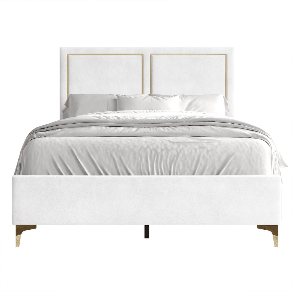 CraftPorch Minimalist Upholstered Velvet Bed