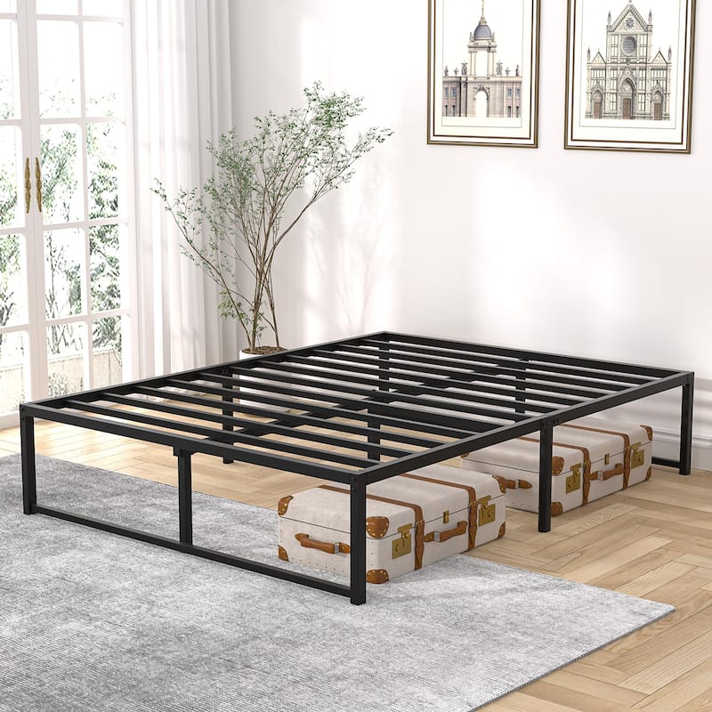 VECELO 14/16/18 inch Metal Platform Bed Frames Steel Slat,Mattress Foundation with Steel Slat Support/No Box Spring Needed