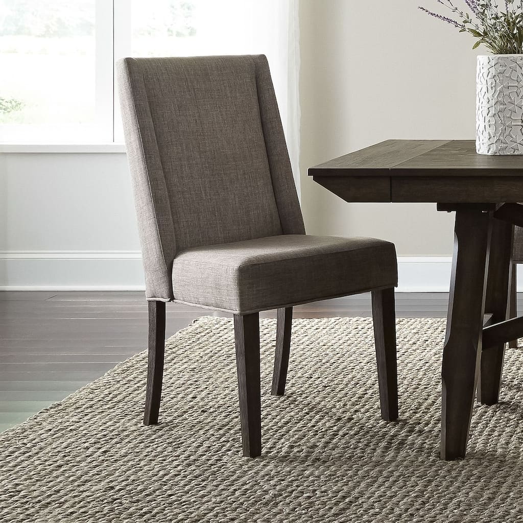 Double Bridge Dark Chestnut Upholstered Side Chair (Set of 2)
