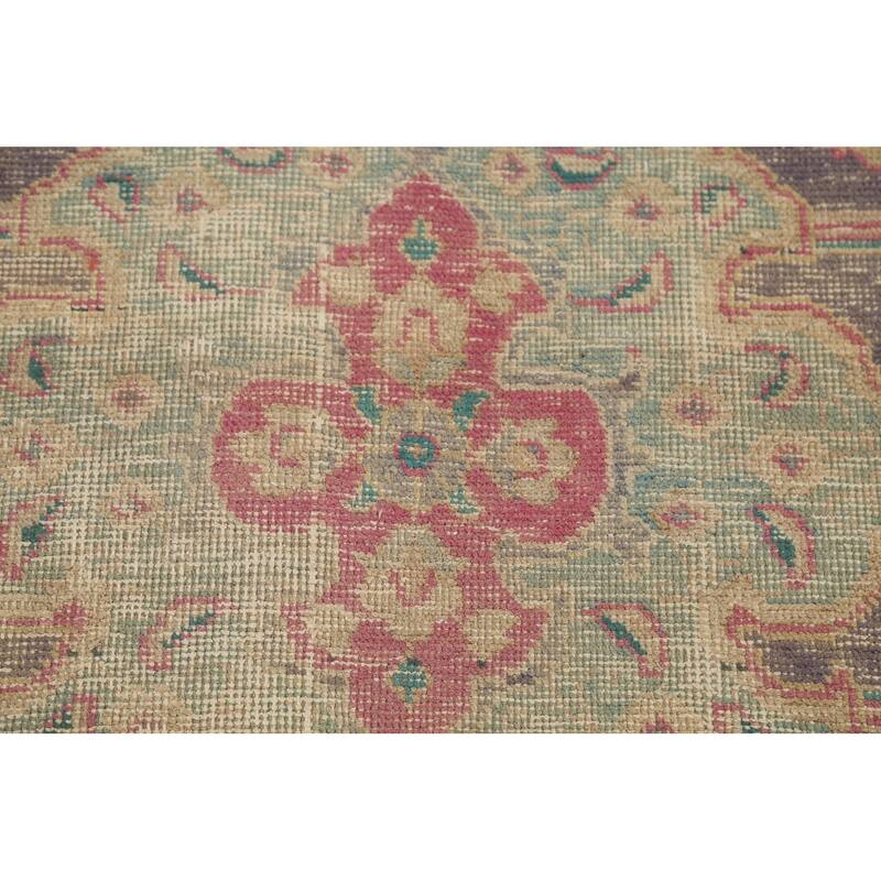 Pink Tabriz Persian Antique Area Rug Handmade Wool Carpet - 7'5"x 10'1"