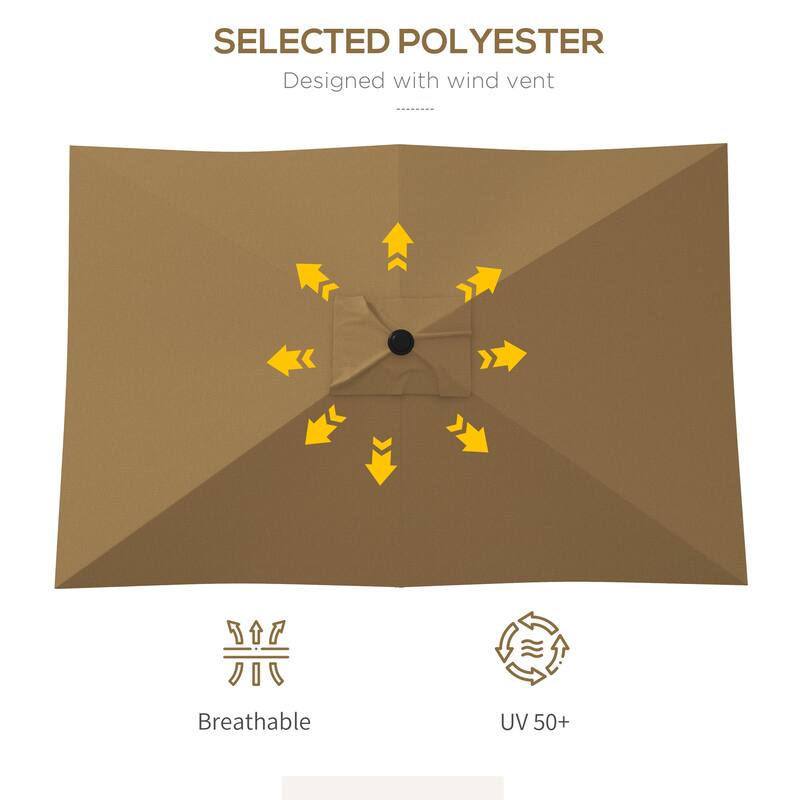 6.5' x 10' Rectangular Patio Umbrella with Crank, Tilt, and Wind Vent