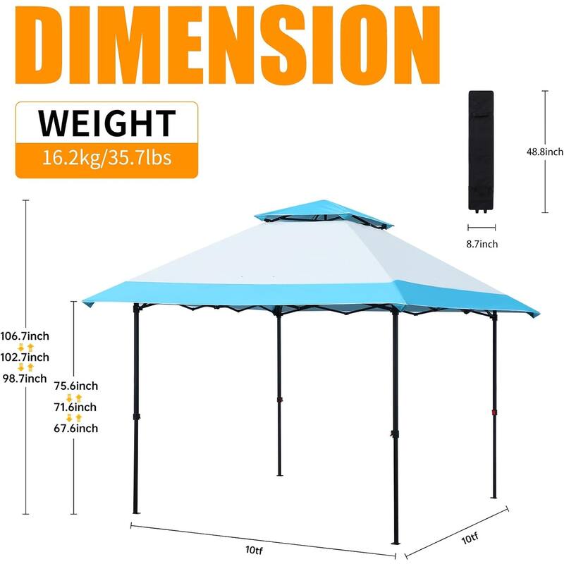 Gazebo, Canopy Tent, Pop Up Gazebos, Canopy Tent Shelter 10x10 Ventilated Doubleroof for