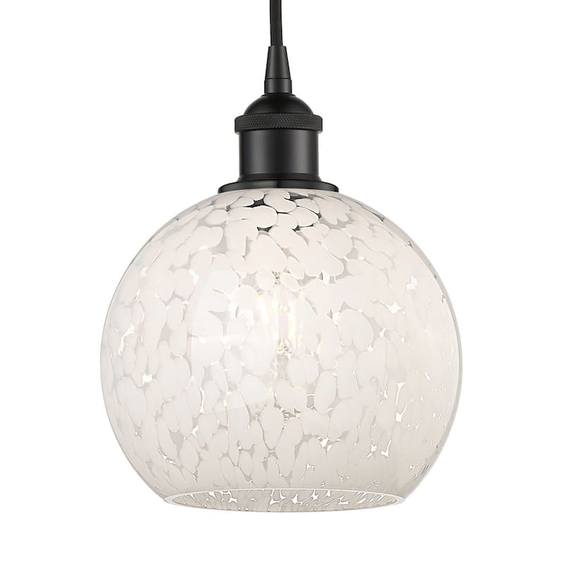 Innovations Lighting 616-1P 10 8 White Mouchette Pendant White - Matte Black