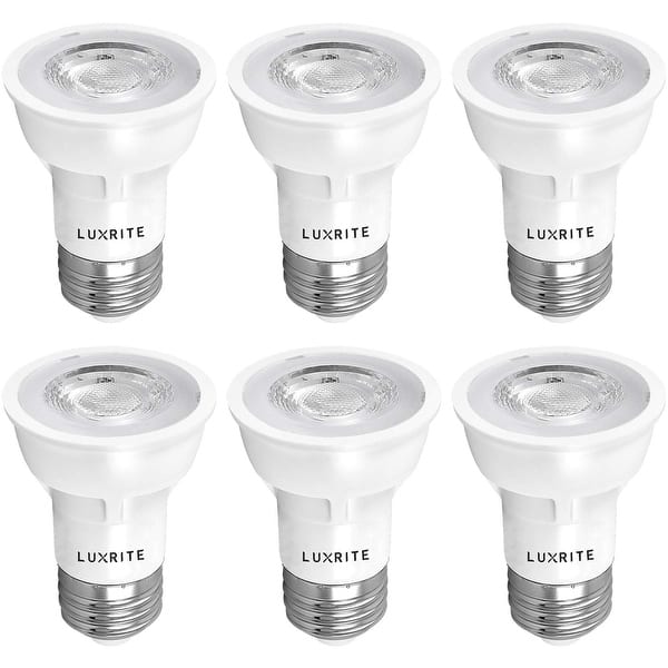 Luxrite PAR16 LED Bulb, 50W Equivalent, Lumens, Dimmable, Enclosed Fixture Rated, ETL, Damp Rated, E26 Base (6 Pack) - - 30220166