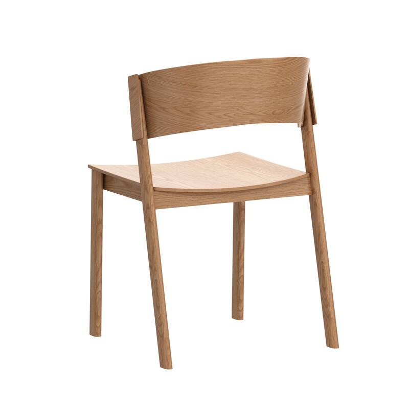 Mid-Century Modern Solid Wood & Oak Veneer Dining Chair, Set of 2