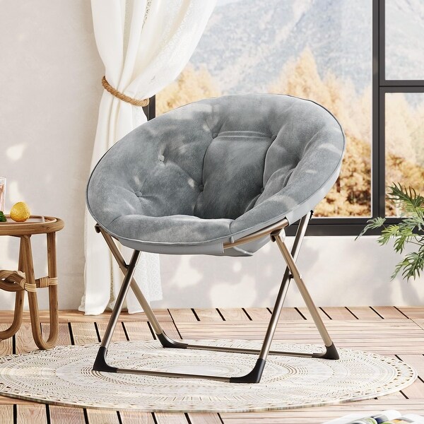 Comfy Oversized Saucer Chair, Soft Faux Fur Folding Moon Chair