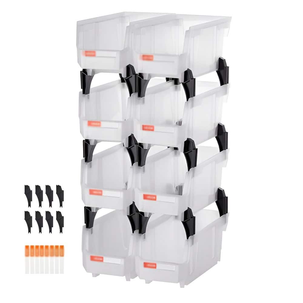 8-Piece Stackable Organizer Bins with Front-Open Design Perfect for Small Item Storage - 10.86 x 5.51 x 5.11 in