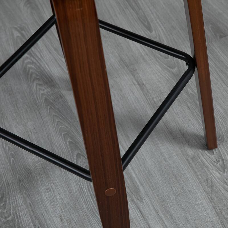 HOMCOM Counter Height Bar Stools Set of 2 PU Leather Swivel Barstools with Footrest and Tufted Back
