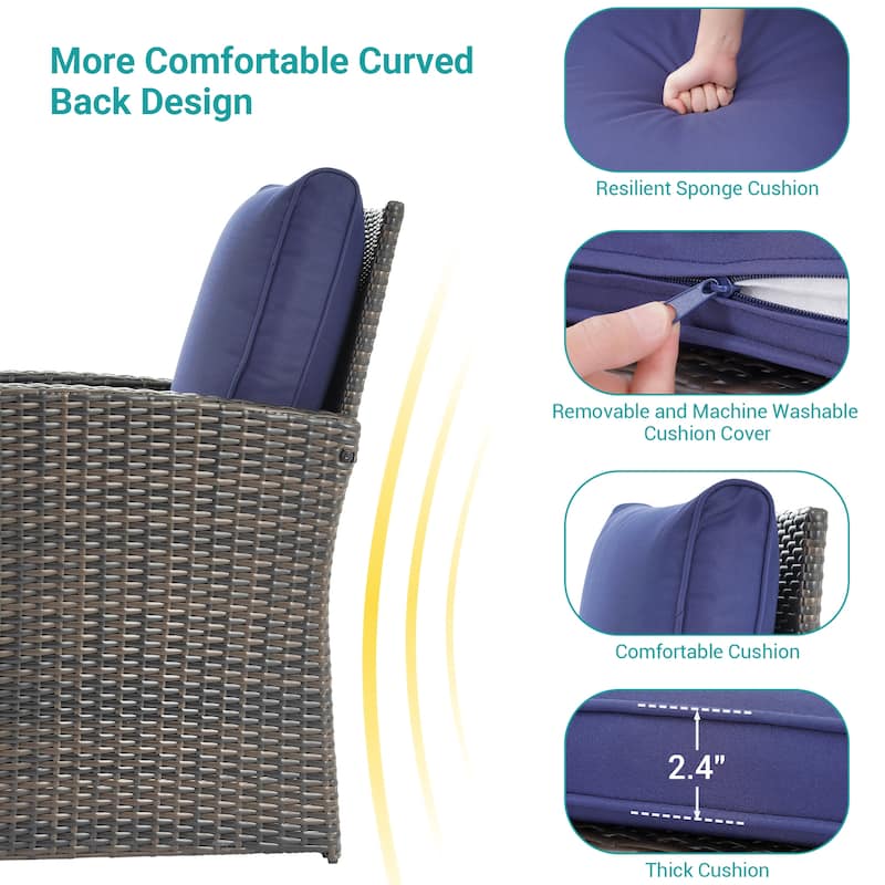 BONOSUKI Outdoor Furniture 4-Piece Set,Patio PE Wicker Rattan Sofa Set
