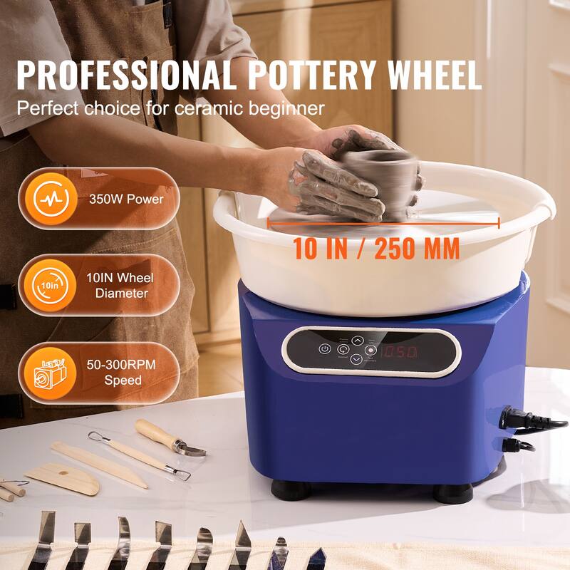Pottery Wheel, 10 inch Pottery Forming Machine, 350W Electric Wheel for Pottery with Foot Pedal and LCD Touch Screen - 10 inch