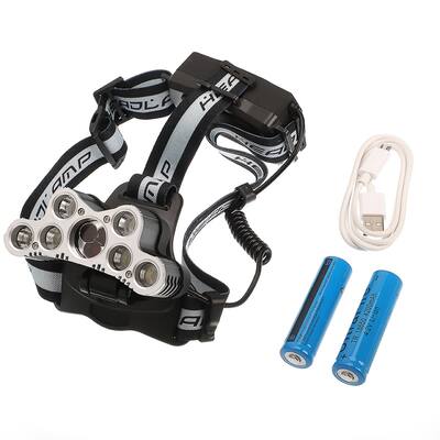 120000LM 6 Modes 9 LED Headlamp USB Rechargeable Strong Headlamp Set