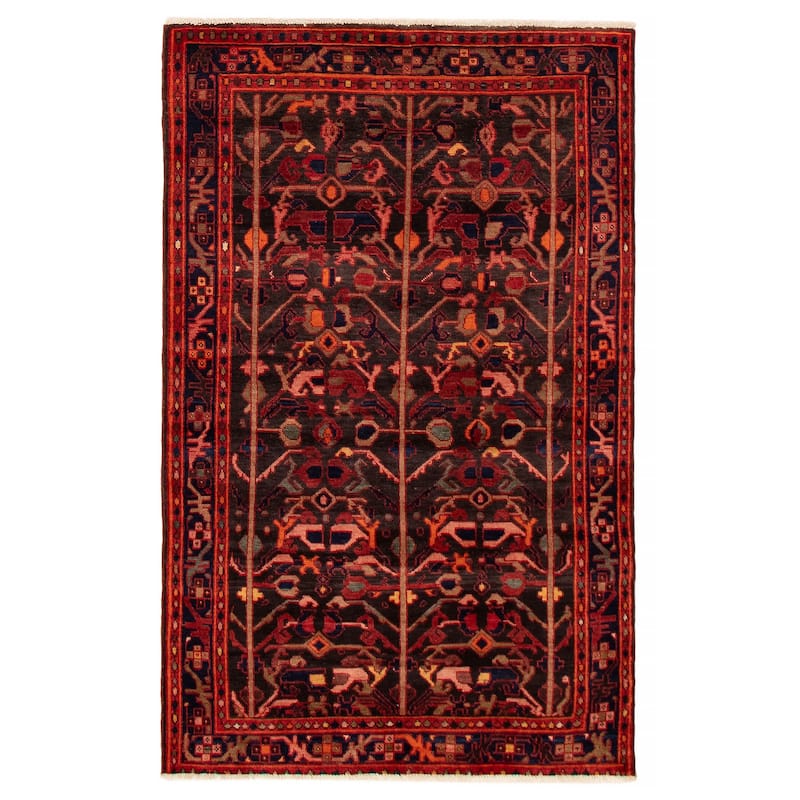 ECARPETGALLERY Hand-knotted Andelz Black, Red Wool Rug - 4'4 x 7'0 - Black/ Red - 4'4 x 7'0