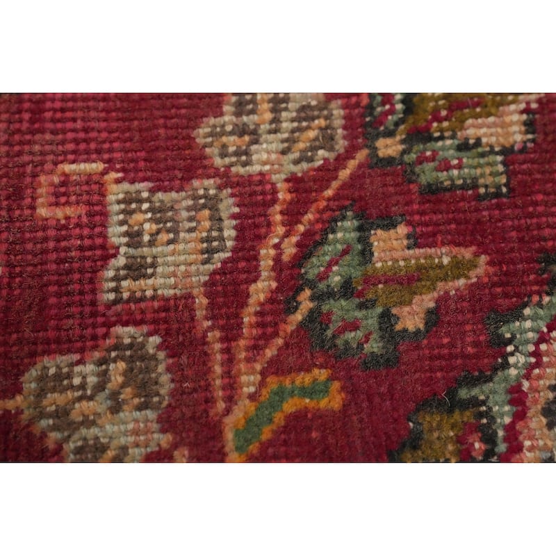 Hand Knotted Oriental 100% Wool Carpet Traditional Floral Red Tabriz Area Rug - 6' 2'' X 4' 7''