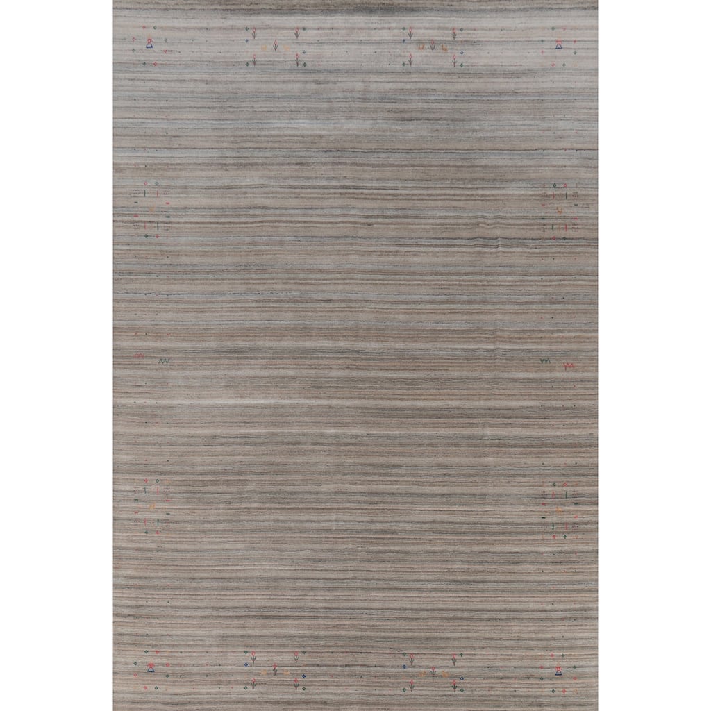 Hand Knotted Oriental 100% Wool Carpet Tribal Stripe Multi-Colored Gabbeh Area Rug - 12' 4'' X 9' 2''