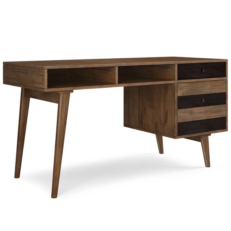 WYNDENHALL Wright SOLID WOOD Contemporary 60 inch Wide Desk with drawers in Rustic Natural Aged Brown