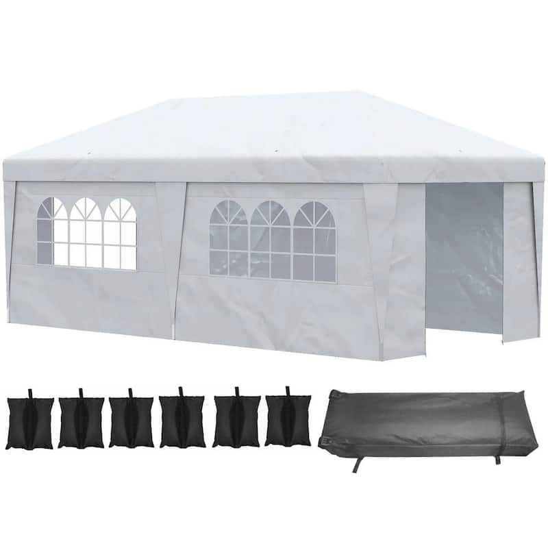 10' x 19.5' Pop Up Canopy Tent Height Adjustable, Leg Weight Bags, Bag