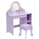 preview thumbnail 9 of 22, Kids Vanity Desk with Mirror and Lights Purple