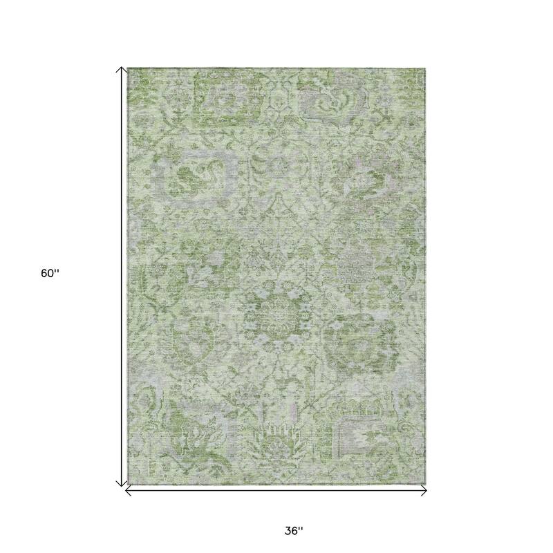 HomeRoots Damask Traditional Rectangle Outdoor Rug
