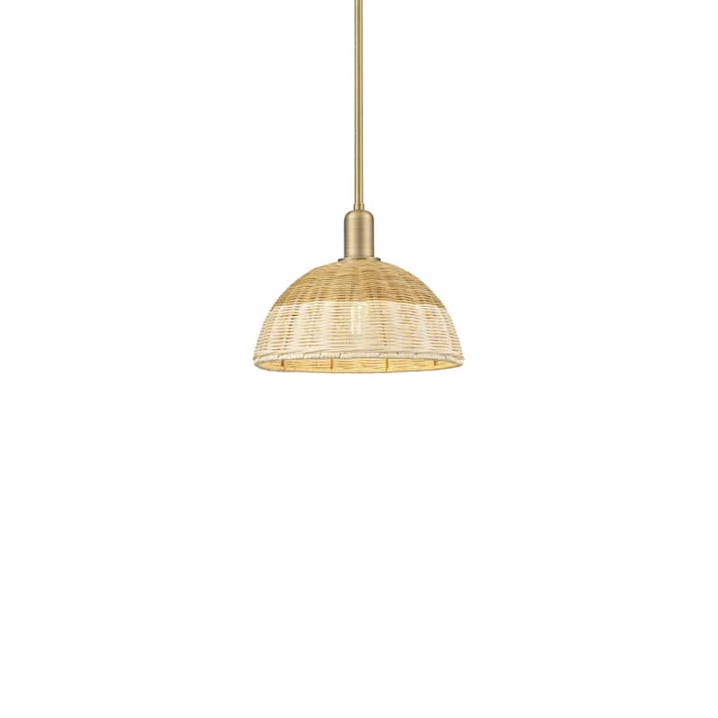 Innovations Lighting 716-1S-14-12 Natural Ballston Dome Pendant - Brushed Brass / Natural