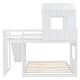 preview thumbnail 6 of 15, Playhouse-inspired Style Twin Over Full Wooden Bunk Bed,Loft Bed with Playhouse,Farmhouse, Ladder, Slide and Guardrails