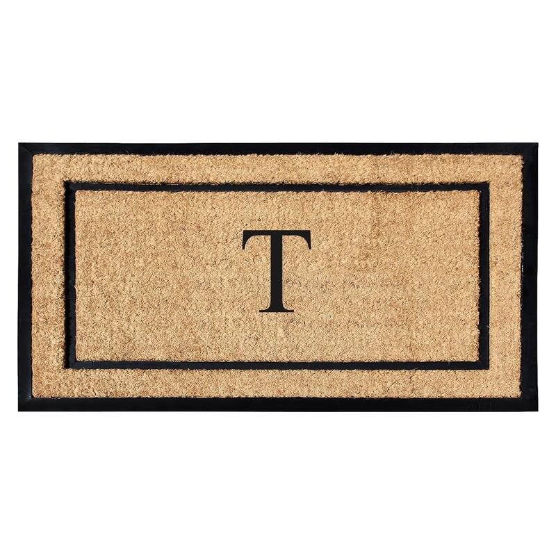 A1HC Natural Coir Monogrammed Door Mat for Front Door, Durable Large Outdoor Rug, Heavy Duty Welcome Doormat - 24" X 48"