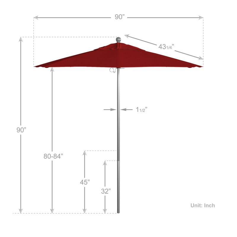 California Umbrella 75' Venture Series Patio Umbrella, Silver Aluminum Pole Fiberglass Ribs Push Lift, Olefin