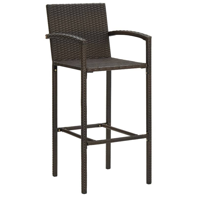 vidaXL Bar Stools 4 pcs Brown Poly Rattan - 20.5" x 22" x 46.5"