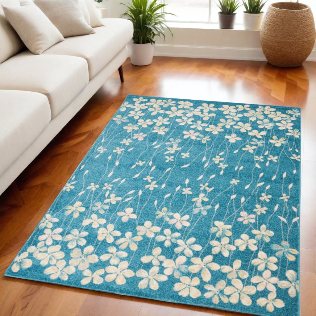 HomeRootsFloral Contemporary Rectangle Area Rug - 87' X '63' X '0.5