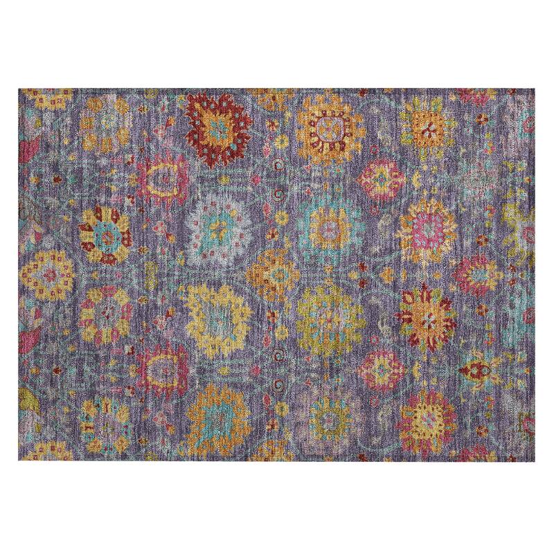 Machine Washable Indoor/ Outdoor Traditional Kashan Chantille Rug