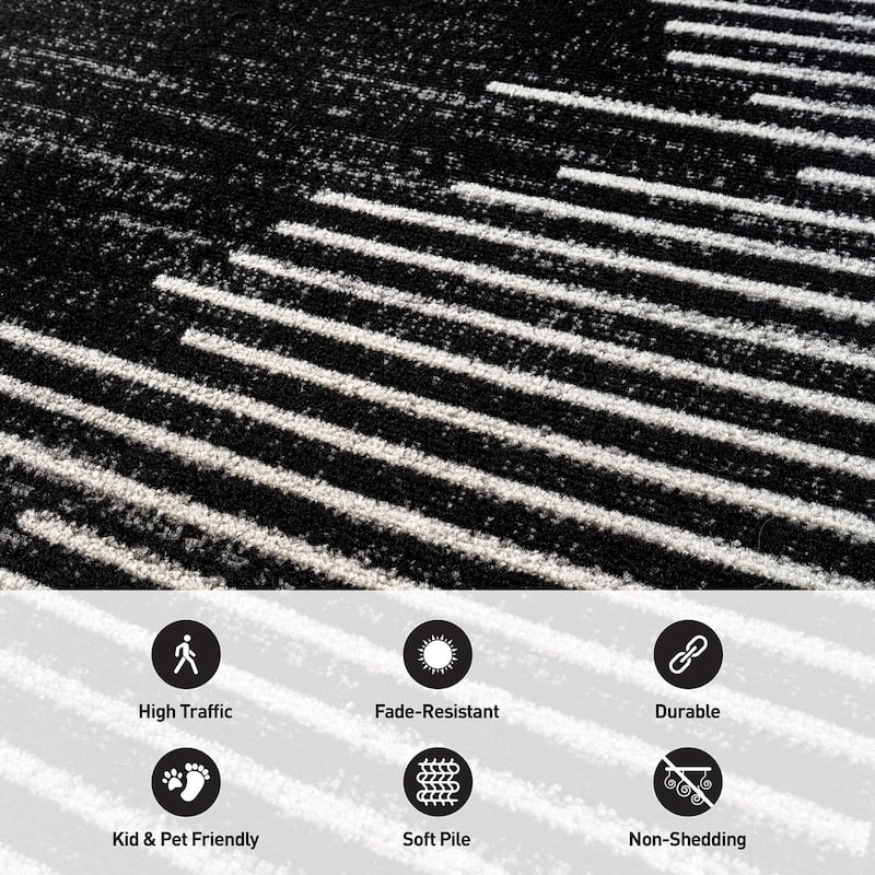 Modern Abstract Area Rug for Living Room, Bedroom, or Entryway - Low Pile Indoor Rug